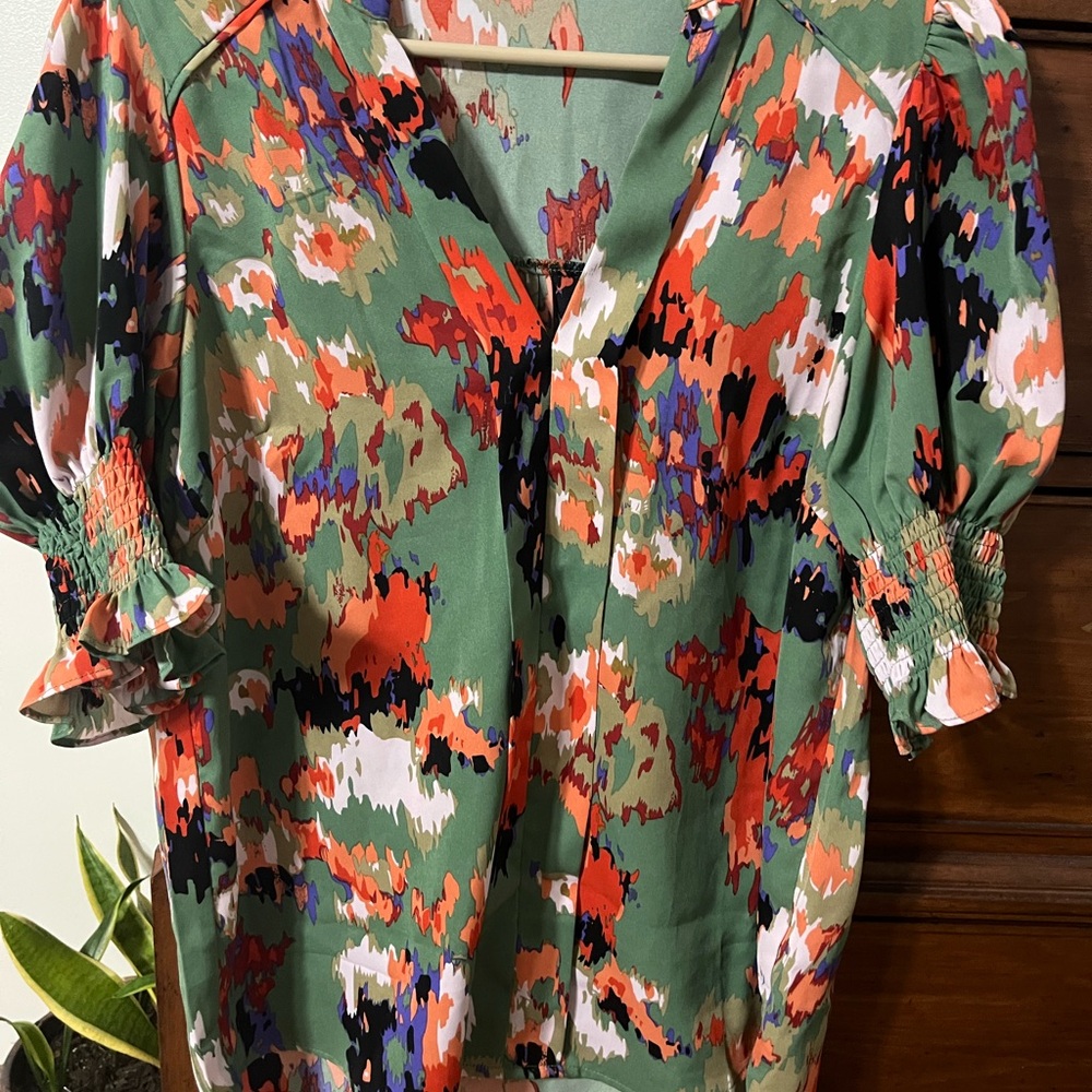 Floral Green Women's Top